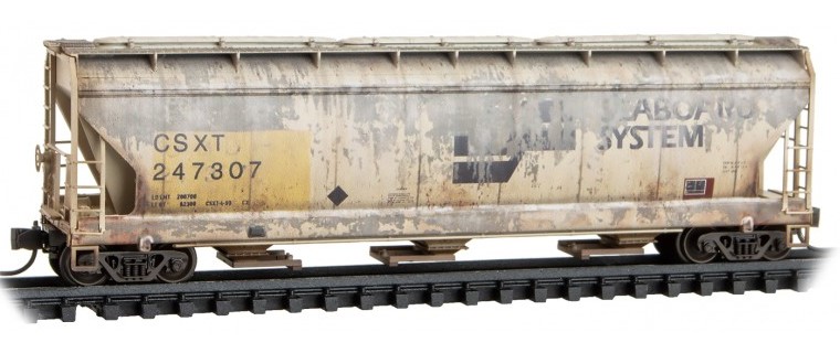 Micro Trains Line N 983 05 071 3-Bay Covered Hoppers Weathered CSX/ex-Family Line CSXT 4-Pack - Jewel Cases