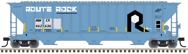 Atlas Trainman HO 20006641 Thrall 4750 Covered Hopper w/Conspicuity Stripes Midwest Railcar 'Ex-Rock' MWCX #462593