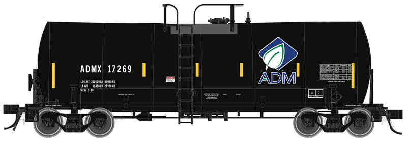 Atlas Master HO 20007218 Trinity 17,600-Gallon Corn Syrup Tank Car w/Conspicuity Stripes ADM 'Leaf Logo' ADMX #17269