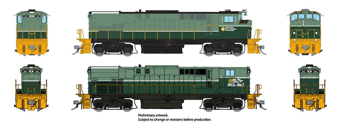 Rapido Trains Inc HO 33025 DCC Ready Montreal Locomotive Works MLW M420 / M420B Locomotive Set British Columbia Railway 'Two-Tone Green Scheme' BCR #644, 683