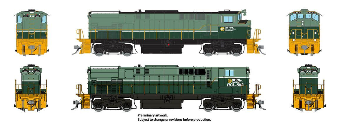 Rapido Trains Inc HO 33525 DCC/ESU LokSound V5 Equipped Montreal Locomotive Works MLW M420 / M420B Locomotive Set British Columbia Railway 'Two-Tone Green Scheme' BCR #644, 683