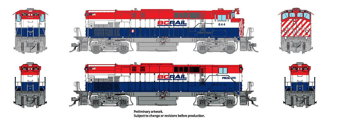Rapido Trains Inc HO 33533 DCC/ESU LokSound V5 Equipped Montreal Locomotive Works MLW M420 / M420B Locomotive Set BC Rail 'Red/White/Blue Scheme' BCR #644, 684