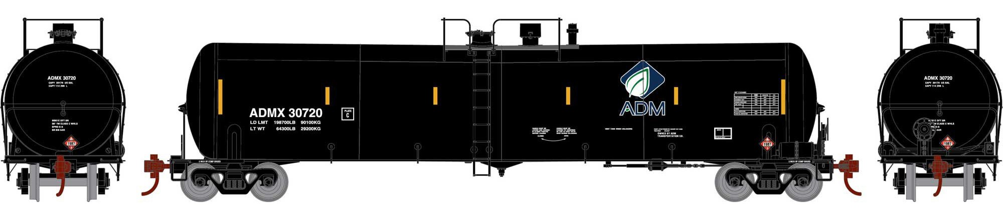 Athearn N ATH18020 30,000-Gallon Ethanol Tank Car ADMX #30720