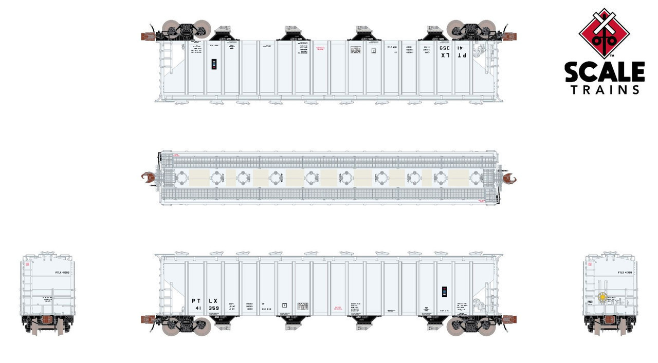 ScaleTrains Rivet Counter N SXT39322 Pullman-Standard 5820 Covered Hopper Pullman Transport Leasing/North Petro PTLX #41448