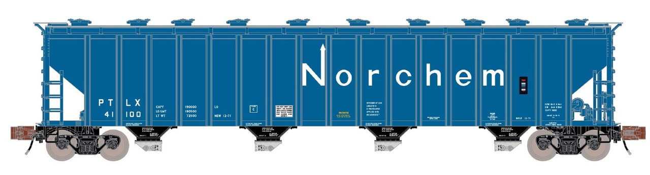 ScaleTrains Rivet Counter N SXT39324 Pullman-Standard 5820 Covered Hopper Pullman Transport Leasing/Norchem/Blue PTLX #41079