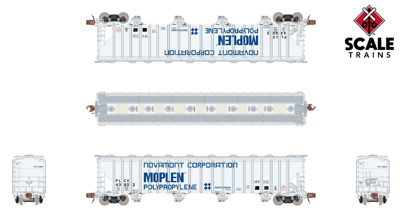 ScaleTrains Rivet Counter N SXT39332 Pullman-Standard 5820 Covered Hopper Pullman Leasing/Novamont PLCX #43623