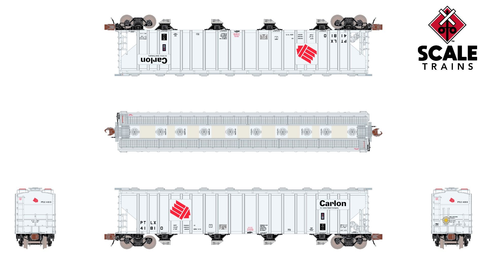 ScaleTrains Rivet Counter N SXT39341 Pullman-Standard 5820 Covered Hopper Pullman Transport Leasing/Carlon PTLX #41793