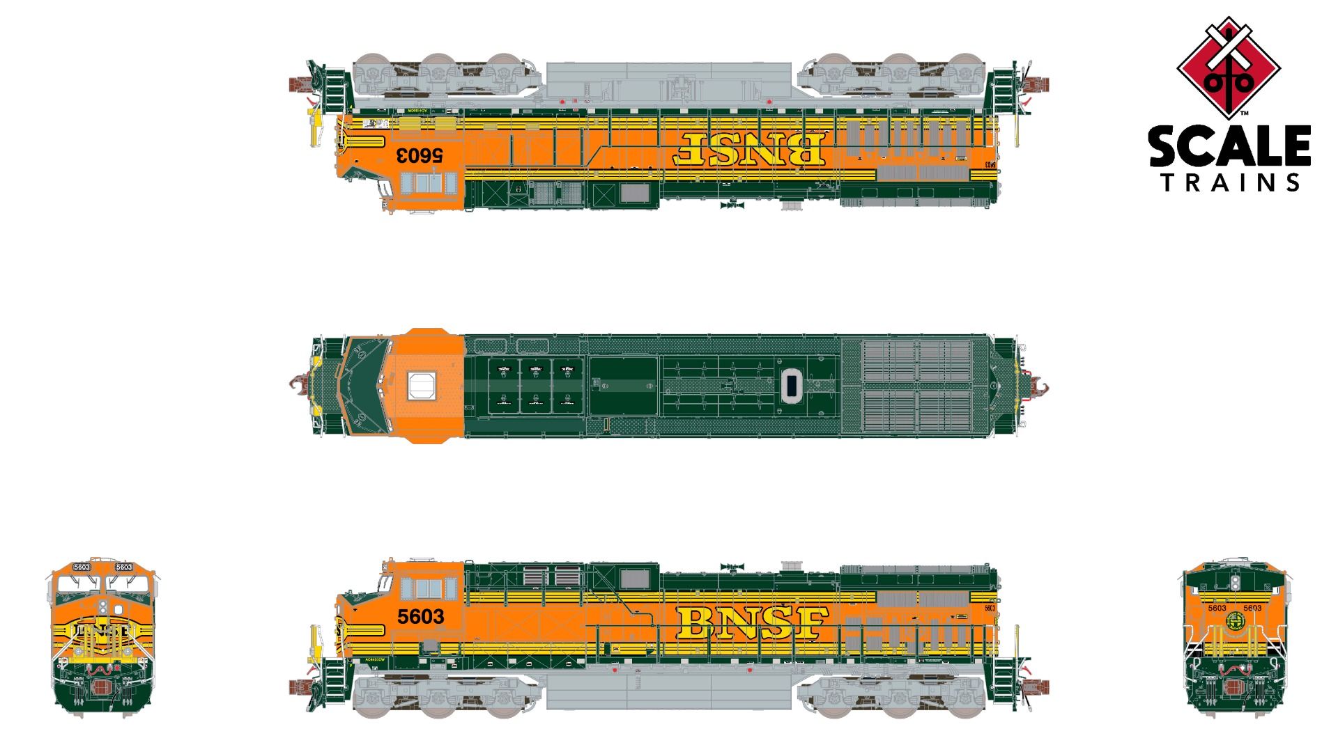 ScaleTrains Rivet Counter N SXT39077 DCC/ESU LokSound V5 Equipped GE AC4400CW Locomotive BNSF 'Heritage II' Scheme BNSF #5603