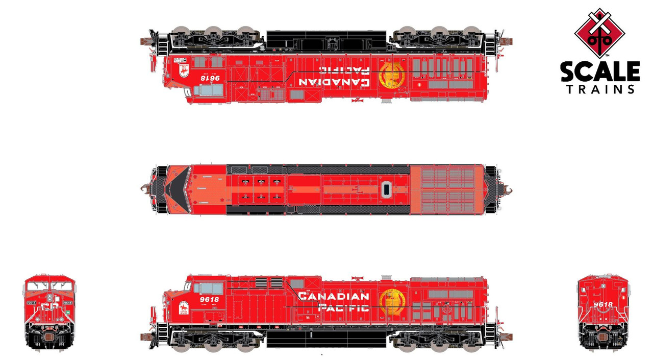 ScaleTrains Rivet Counter N SXT39100 DCC Ready GE AC4400CW Locomotive Canadian Pacific 'Beaver - RCMP Musical Ride Scheme' CP #9618