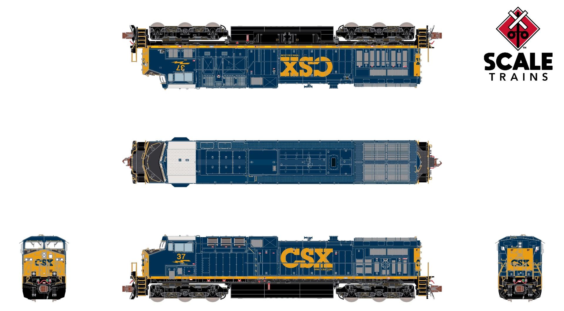 ScaleTrains Rivet Counter N SXT39113 DCC/ESU LokSound V5 Equipped GE AC4400CW Locomotive CSX 'YN3.com' Scheme CSX #37