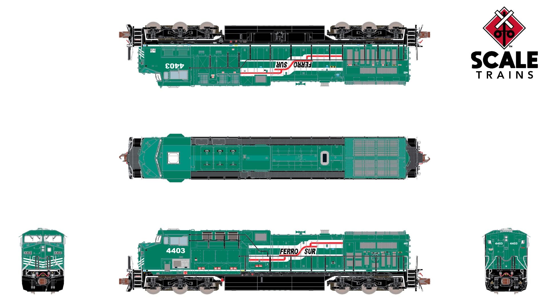ScaleTrains Rivet Counter N SXT39115 DCC/ESU LokSound V5 Equipped GE AC4400CW Locomotive Ferrosur # 4401
