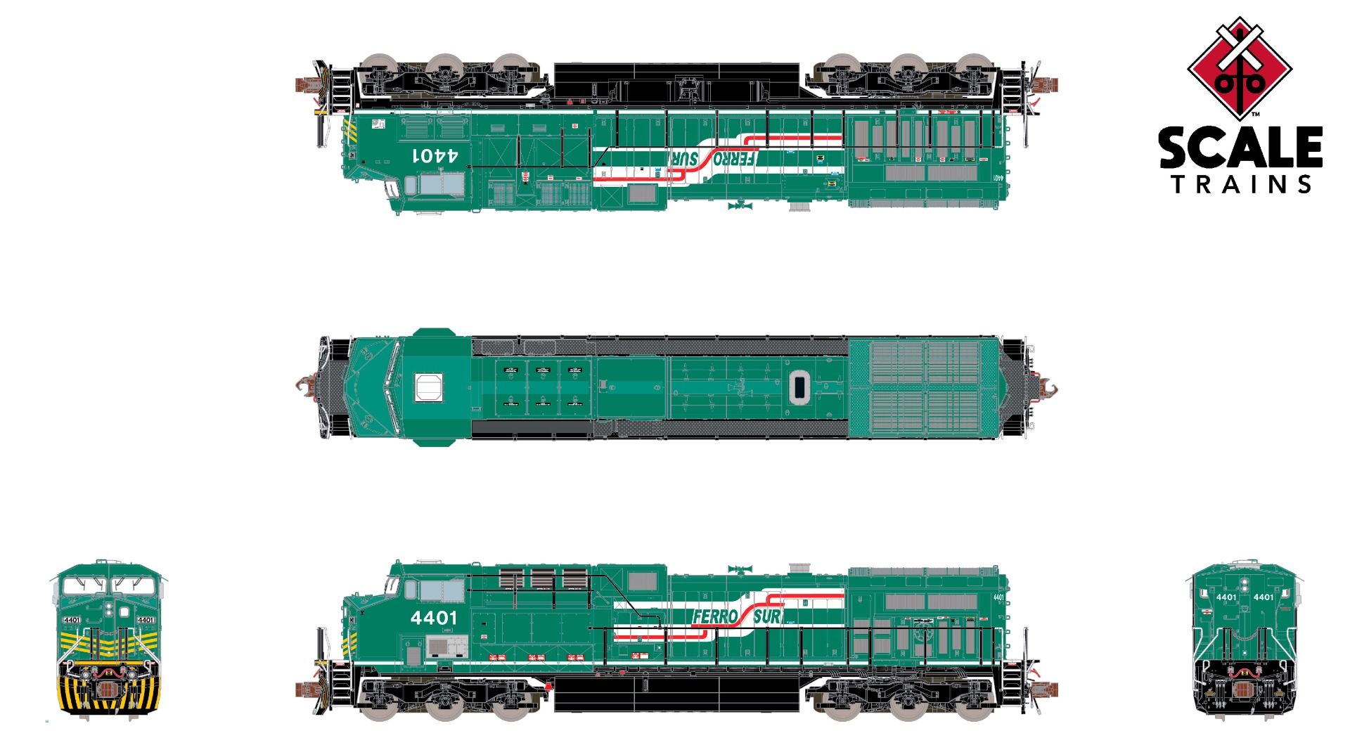 ScaleTrains Rivet Counter N SXT39115 DCC/ESU LokSound V5 Equipped GE AC4400CW Locomotive Ferrosur # 4401