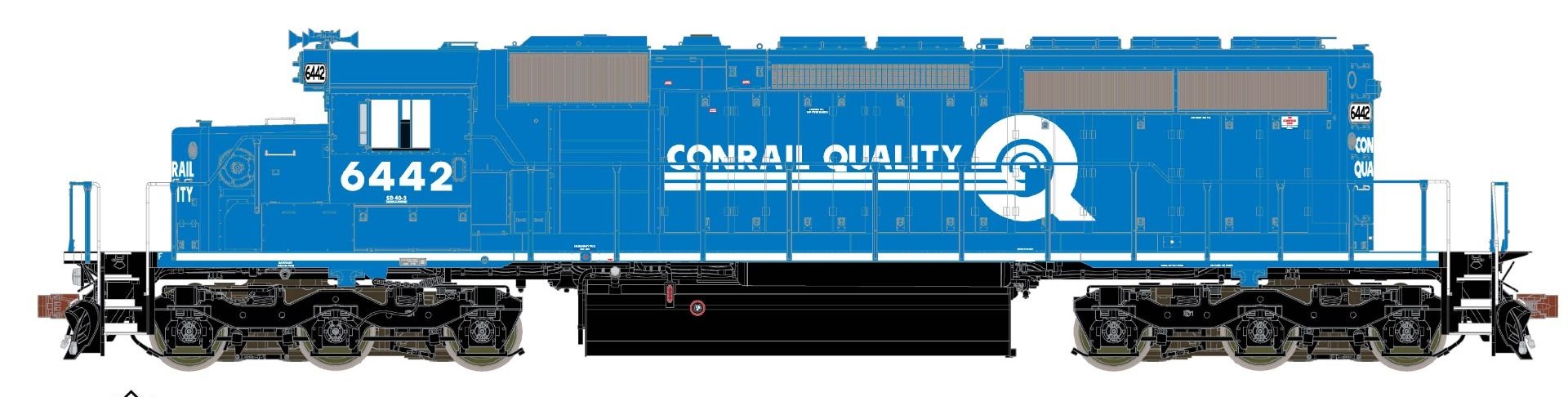 ScaleTrains Rivet Counter HO SXT38791 DCC/ESU Loksound 5 Equipped EMD SD40-2 Locomotive w/Ditch Lights Conrail Small 'Quality' Logo CR #6442