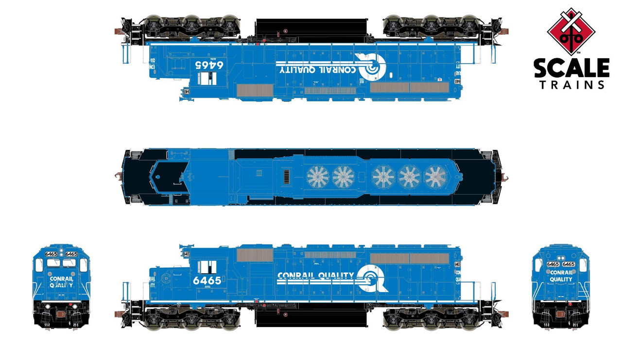 ScaleTrains Rivet Counter HO SXT38794 DCC Ready EMD SD40-2 Locomotive w/Ditch Lights Conrail Small 'Quality' Logo CR #6446