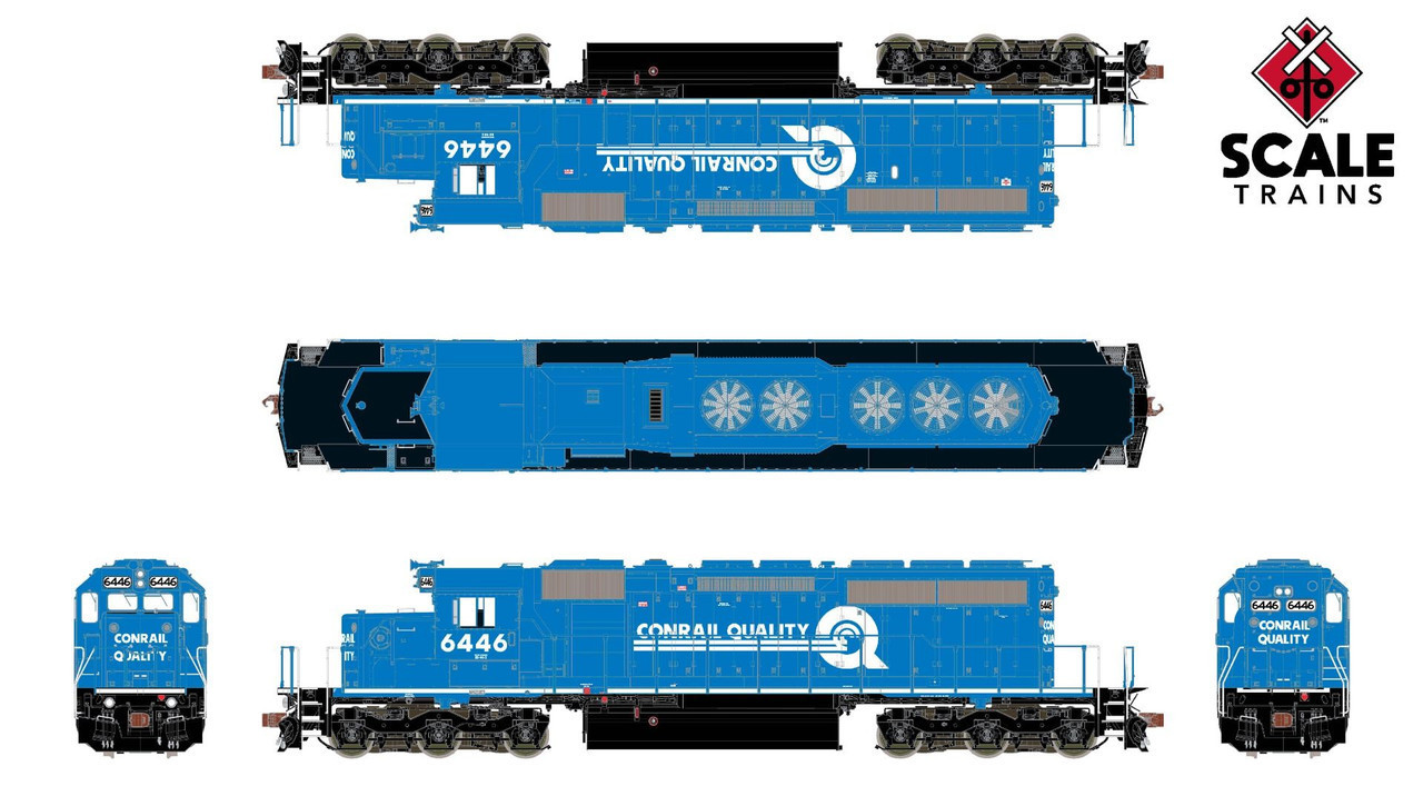 ScaleTrains Rivet Counter HO SXT38798 DCC Ready EMD SD40-2 Locomotive w/Ditch Lights Conrail Small 'Quality' Logo CR #6457