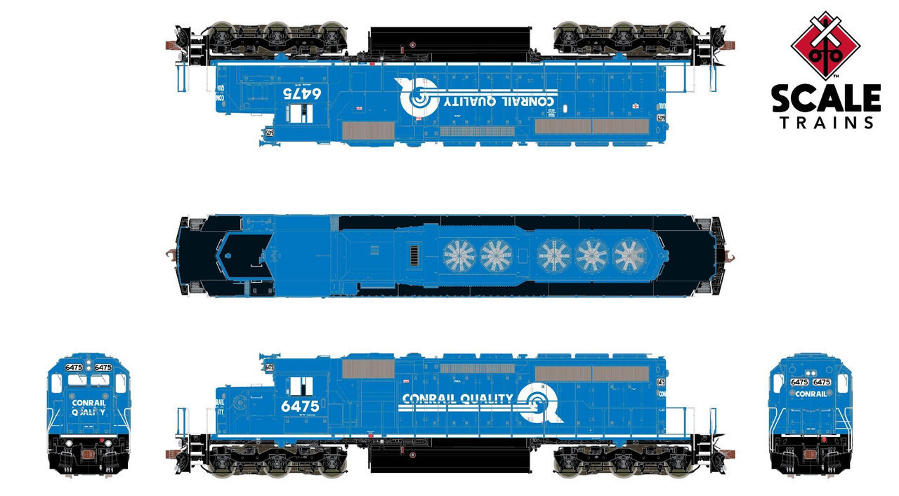 ScaleTrains Rivet Counter HO SXT38802 DCC Ready EMD SD40-2 Locomotive w/Ditch Lights Conrail Small 'Quality' Logo CR #6475