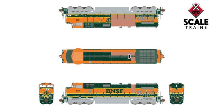 ScaleTrains Rivet Counter N SXT38682 DCC Ready GE DASH 9-44CW Burlington Northern Santa Fe 'Primer Hood Doors' BNSF #1016