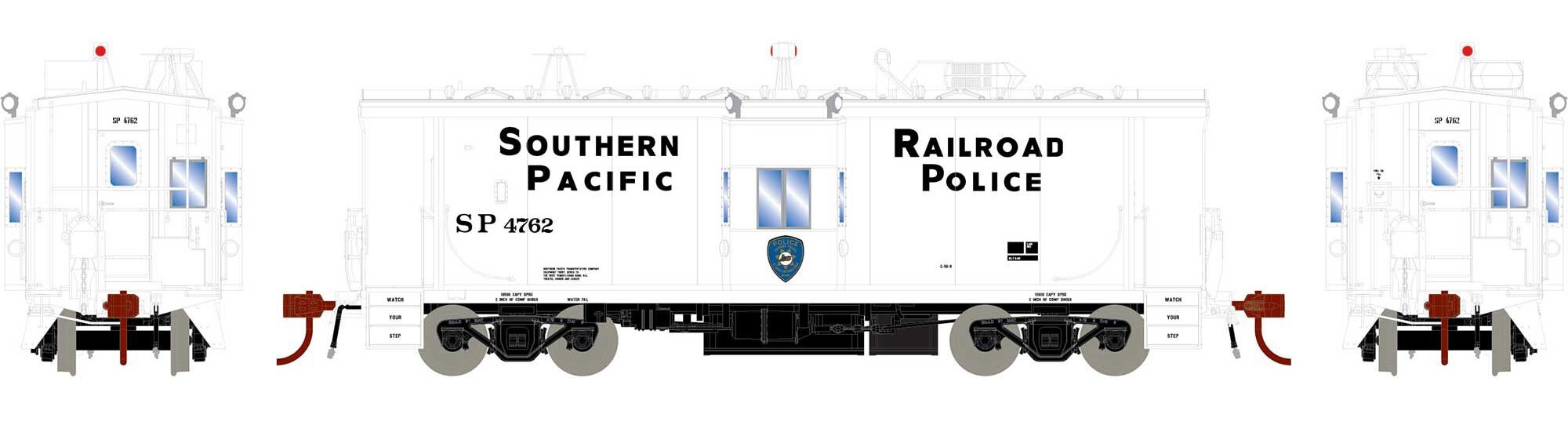 Athearn Genesis HO ATHG78397 ICC Bay Window Caboose with Lights and Tsunami SoundCar Sound Southern Pacific 'Police' SP #4762