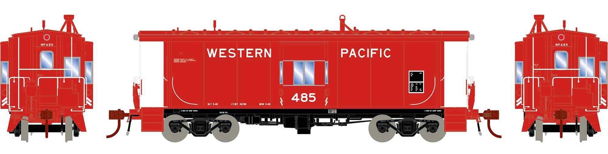 Athearn Genesis HO ATHG78400 ICC Bay Window Caboose with Lights and Tsunami SoundCar Sound Western Pacific WP #485