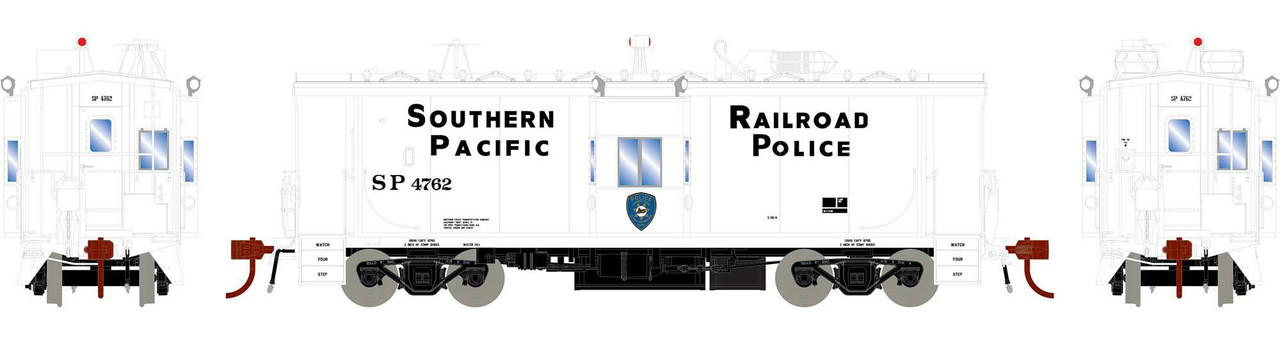 Athearn Genesis HO ATHG78597 DCC/NCE Decoder Equipped ICC Bay Window Caboose with Lights Southern Pacific 'Police' SP #4762