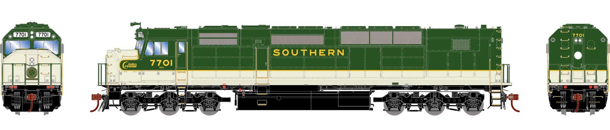 Athearn Genesis HO ATHG64128 DCC Ready SDP40F Locomotive Southern SOU #7701