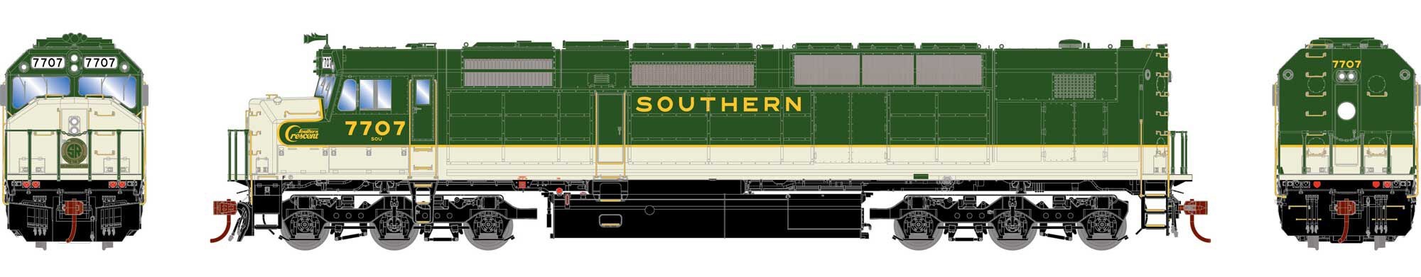 Athearn Genesis HO ATHG64229 DCC/Tsunami 2 Sound Equipped SDP40F Locomotive Southern SOU #7707