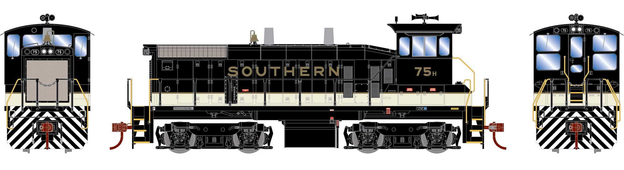 Athearn HO ATH29773 DCC/SoundTraxx Econami Sound Equipped EMD SW1500 Locomotive Southern Railway #75H