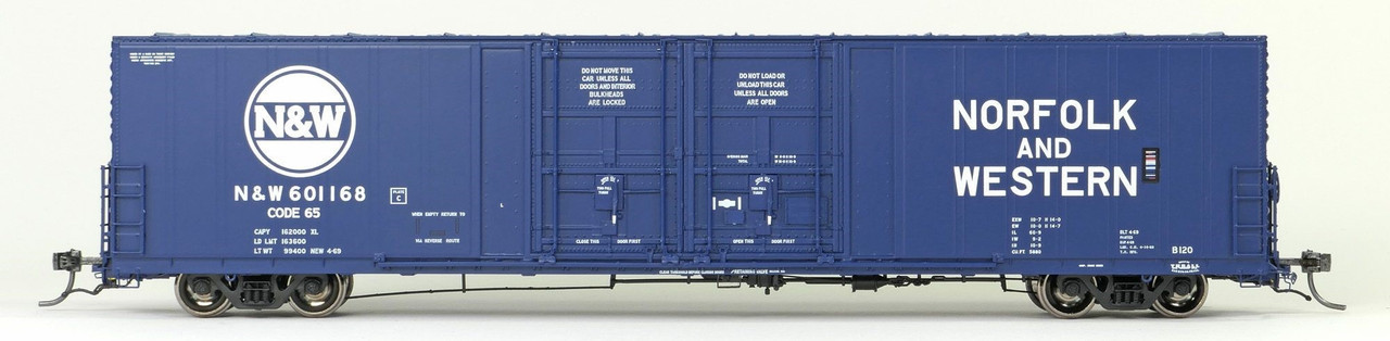 Tangent Scale Models HO 34011-06 Thrall 5880 60′ Double Plug Door Box Car Norfolk & Western 'Original Blue 4-1969' N&W #601247