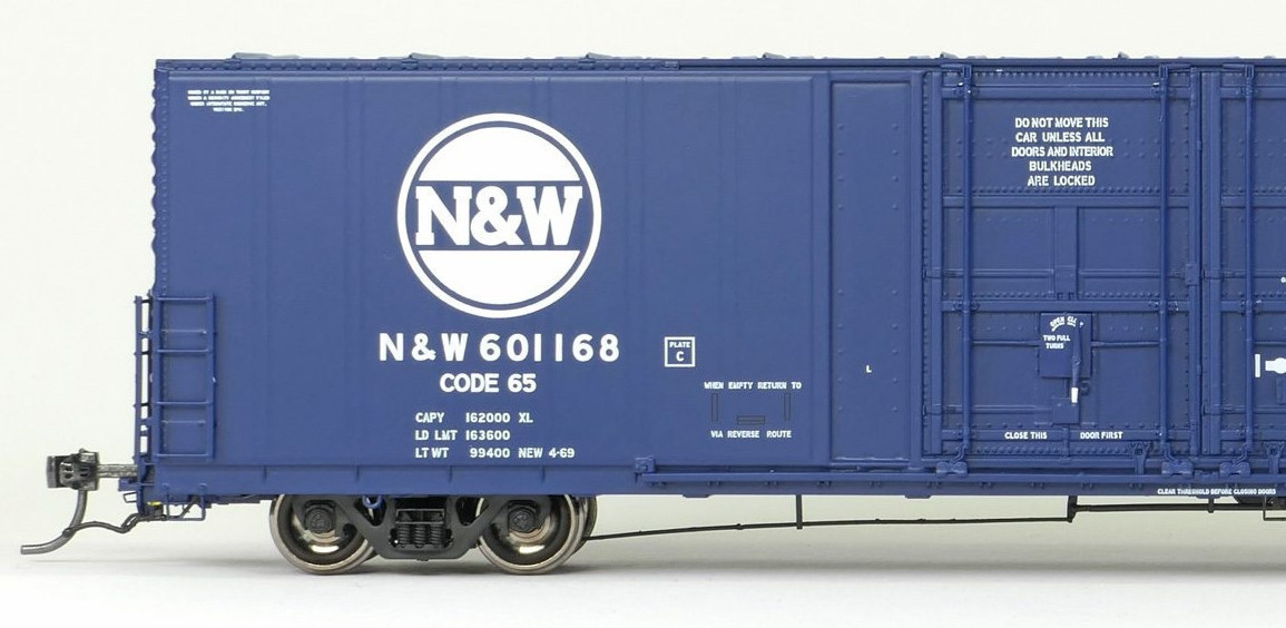 Tangent Scale Models HO 34011-06 Thrall 5880 60′ Double Plug Door Box Car Norfolk & Western 'Original Blue 4-1969' N&W #601247