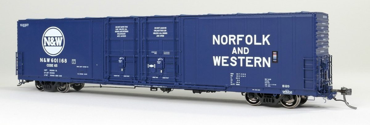 Tangent Scale Models HO 34011-06 Thrall 5880 60′ Double Plug Door Box Car Norfolk & Western 'Original Blue 4-1969' N&W #601247