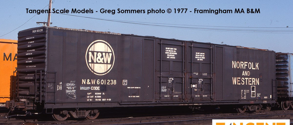 Tangent Scale Models HO 34011-06 Thrall 5880 60′ Double Plug Door Box Car Norfolk & Western 'Original Blue 4-1969' N&W #601247