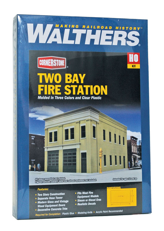 Walthers Cornerstone HO 933-4022 Two-Bay Fire Station - Kit