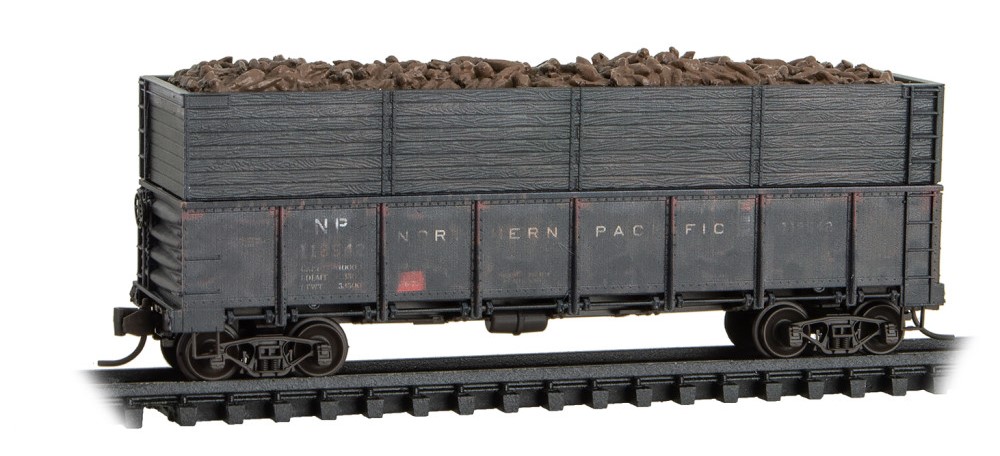 Micro Trains Line N 983 022 48 40' Drop-Bottom Gondola w/Extentions Weathered & Sugar Beet Load Northern Pacific NP 3-Pack - Jewel Cases