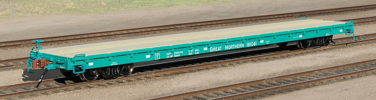 ScaleTrains Fox Valley Models HO SXT15054 Pullman-Standard F60GH 60' Flatcar Great Northern Glacier Green #161092