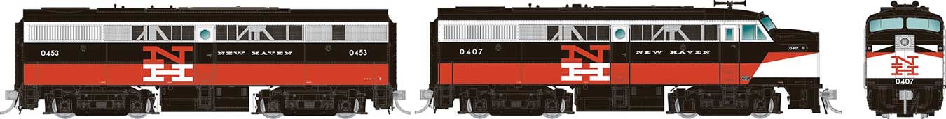 Rapido Trains Inc HO 37531 DCC/ESU LokSound V5 Equipped Alco FA1-FB1 Locomotive Set New Haven 'McGinnis Scheme' 0407 / 0452