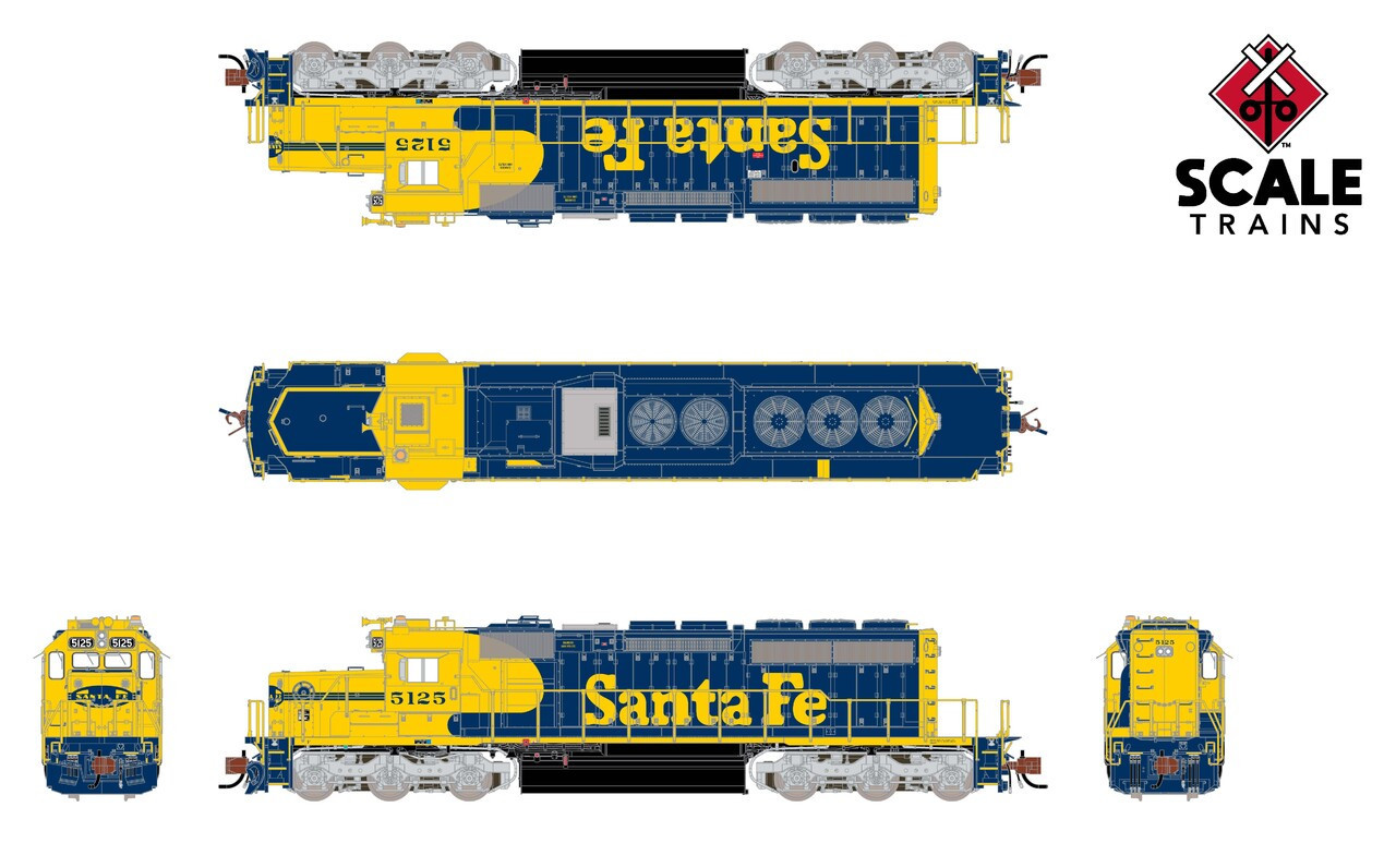 ScaleTrains Rivet Counter N SXT39370 DCC Ready EMD SD40-2 Locomotive Santa Fe 'As Delivered Lettering' ATSF #5130