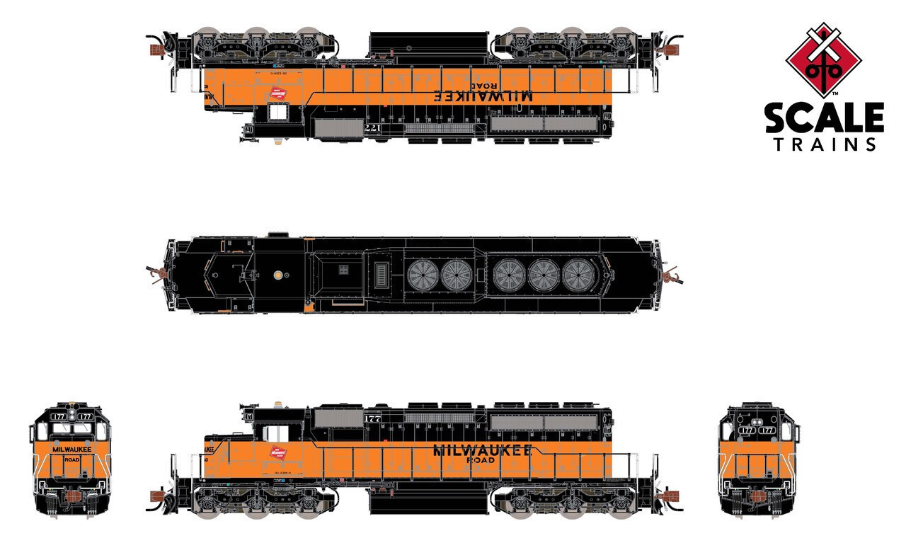 ScaleTrains Rivet Counter N SXT39399 DCC/ESU LokSound Equipped EMD SD40-2 Locomotive Milwaukee Road 'Billboard Lettering' MILW #181