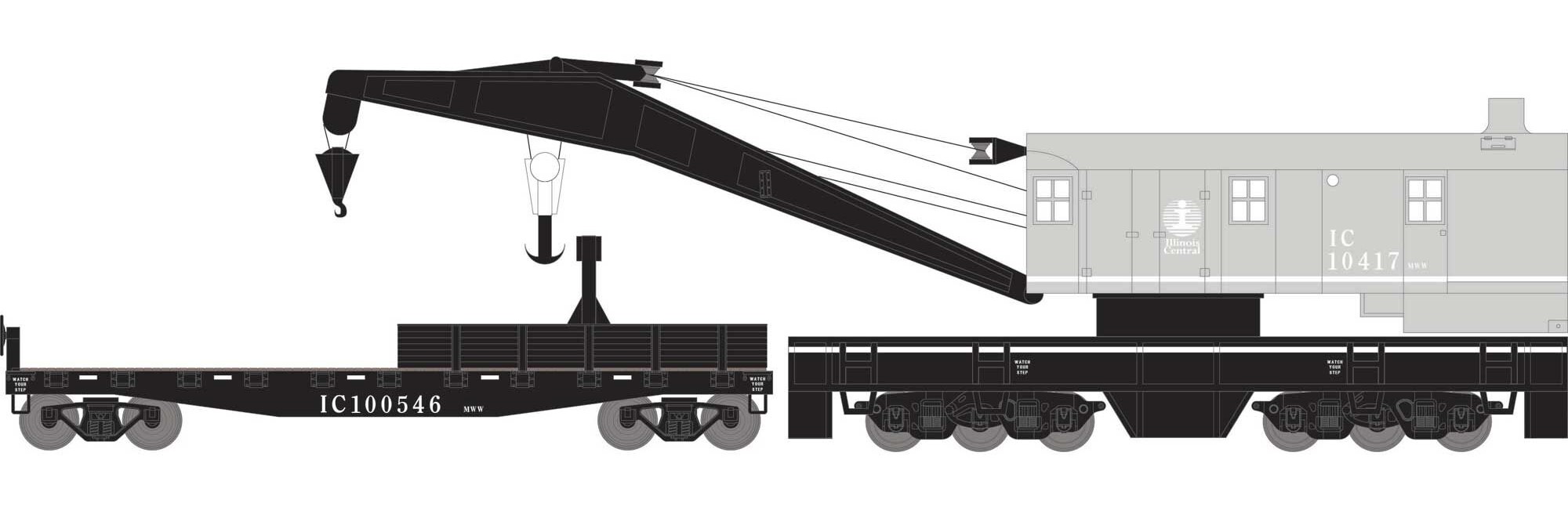 Athearn HO ATH75424 200T Crane / Tender IC #100417 / 100546