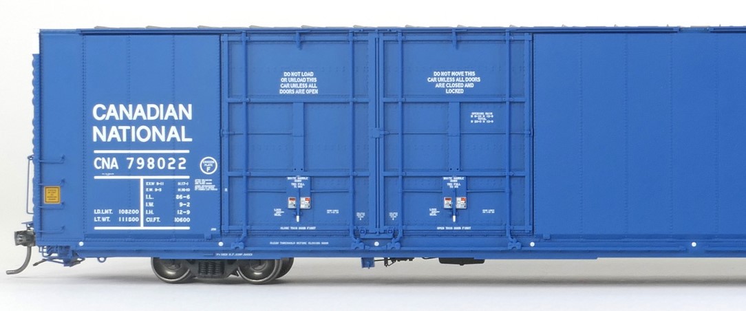 Tangent Scale Models HO 25524-01 Greenville 86′ Quad Plug Door Box Car Canadian National 'Repaint 1991 Blue' CNA #798022