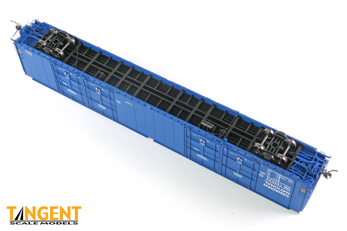 Tangent Scale Models HO 25524-05 Greenville 86′ Quad Plug Door Box Car Canadian National 'Repaint 1991 Blue' CNA #798092