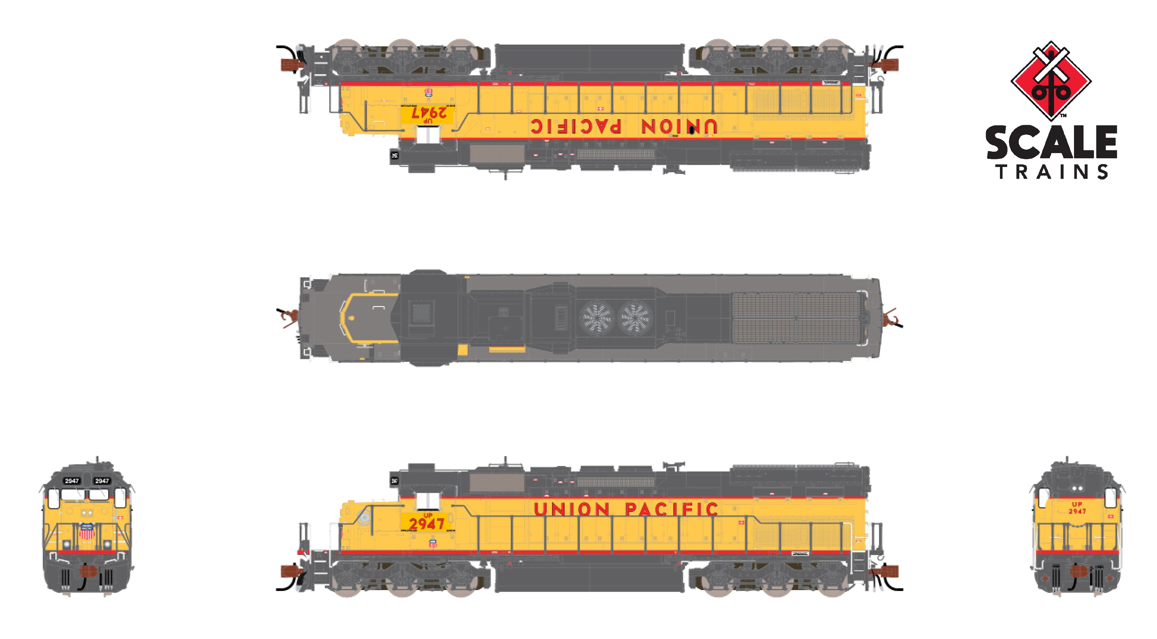ScaleTrains Rivet Counter N SXT39615 DCC/ESU LokSound Equipped EMD SD40T-2 Union Pacific w/88" Nose UP #2947