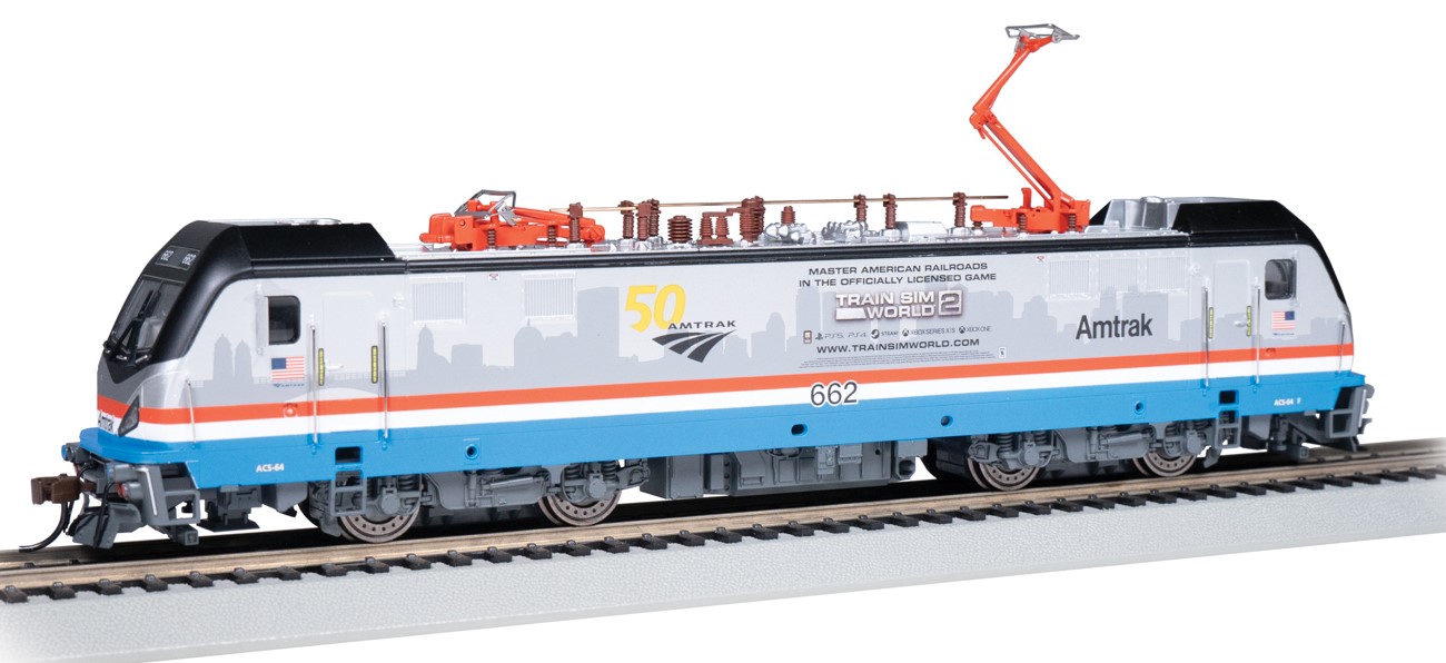 Bachmann HO 67409 TCS WOWSound Equipped Siemens ACS-64 Electric Locomotive Amtrak Phase III / 'Train Sim World 2' Logo AMTK #662