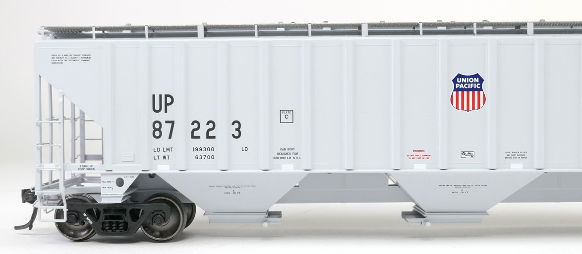 Tangent Scale Models HO 36012-09 Trinity Industries Inc 4750CuFt Covered Hopper Union Pacific 'Delivery Gray 10-1993' UP #87277