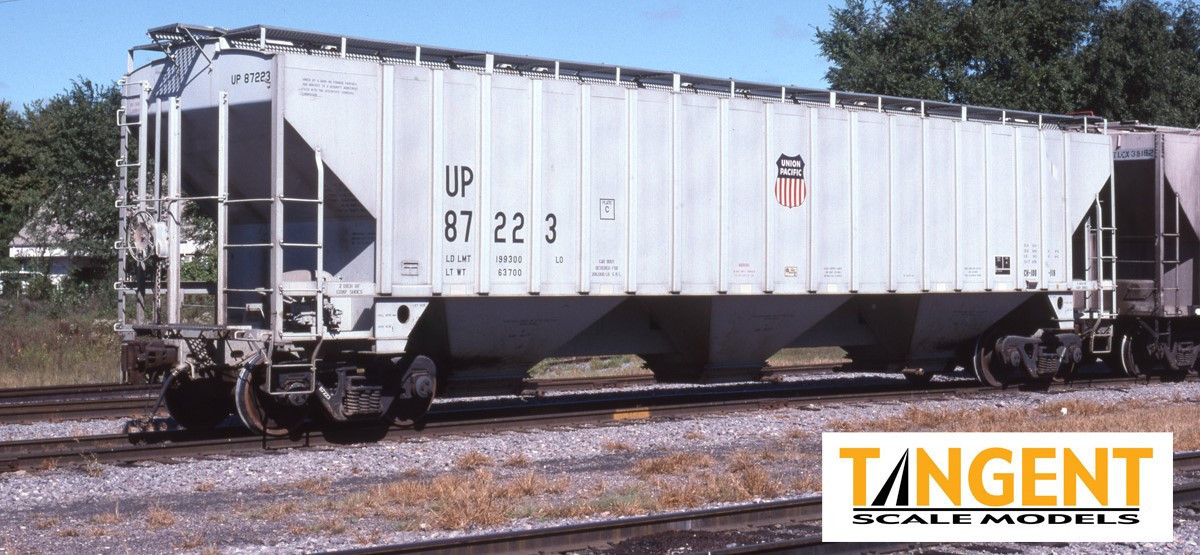 Tangent Scale Models HO 36012-13 Trinity Industries Inc 4750CuFt Covered Hopper Union Pacific 'Delivery Gray 10-1993' UP #87294