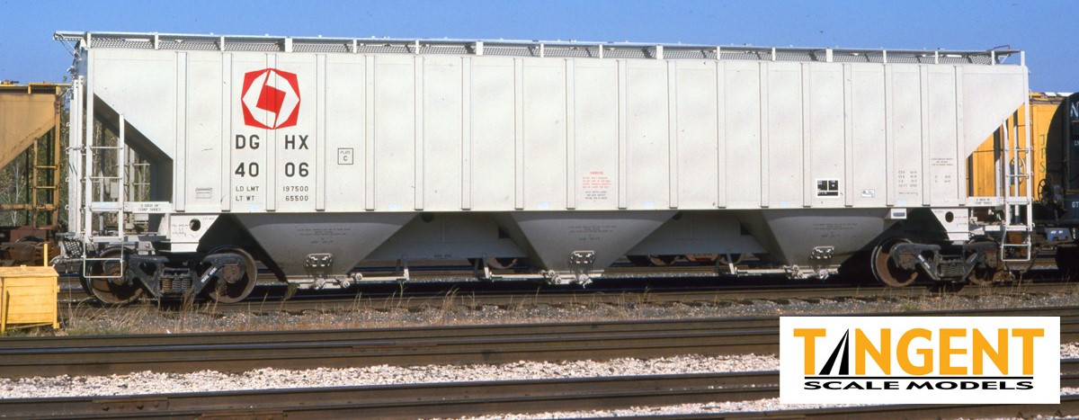 Tangent Scale Models HO 36013-02 Trinity Industries Inc 4750CuFt Covered Hopper DGHX 'Delivery Gray 4-1993' DGHX #4013