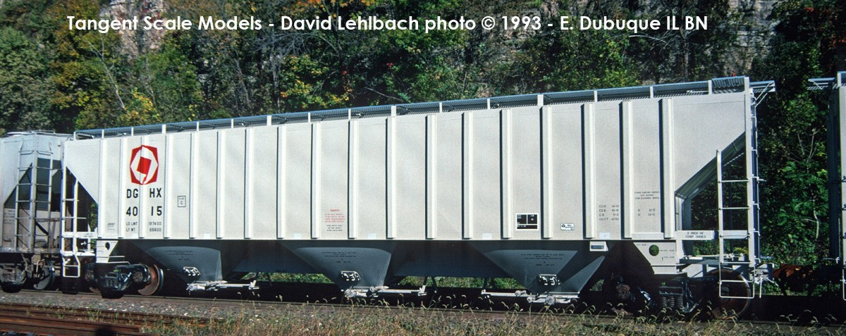 Tangent Scale Models HO 36013-04 Trinity Industries Inc 4750CuFt Covered Hopper DGHX 'Delivery Gray 4-1993' DGHX #4028