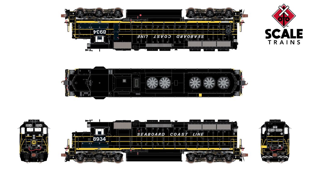 ScaleTrains Rivet Counter HO SXT39769 DCC/ESU Loksound 5 Equipped EMD SD45 Phase IIc Seaboard System 'ex-SCL patch' SBD #8925