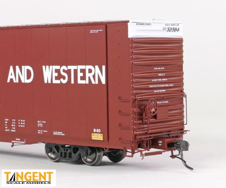 Tangent Scale Models HO 25064-01 Greenville 86′ Double Plug Door Box Car Norfolk & Western 'Delivery 1964 Brown' 1965+ Era NW #52962