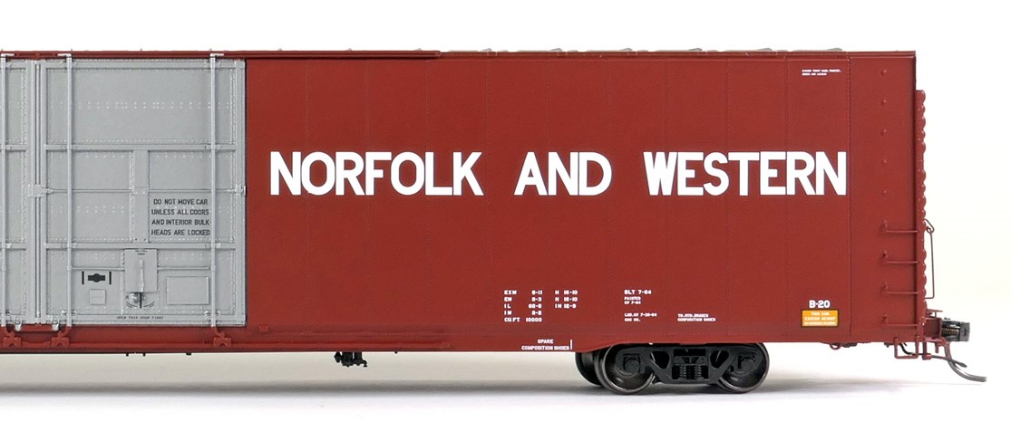 Tangent Scale Models HO 25064-01 Greenville 86′ Double Plug Door Box Car Norfolk & Western 'Delivery 1964 Brown' 1965+ Era NW #52962