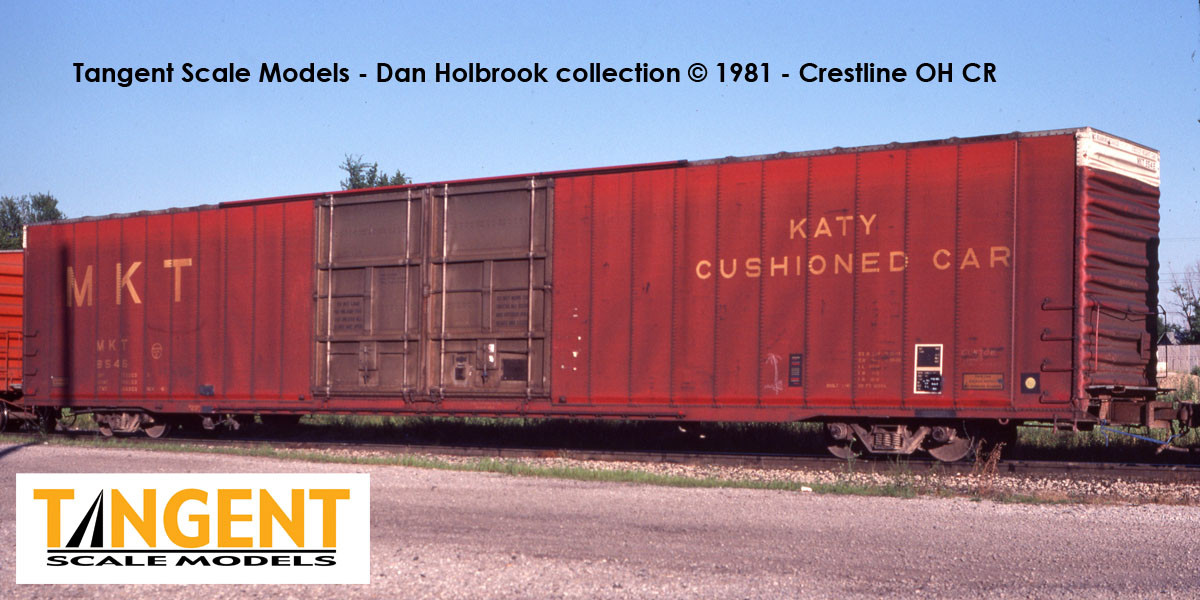 Tangent Scale Models HO 25066-02 Greenville 86′ Double Plug Door Box Car Missouri-Kansas-Texas 'Delivery 1969 Red' MKT #8545